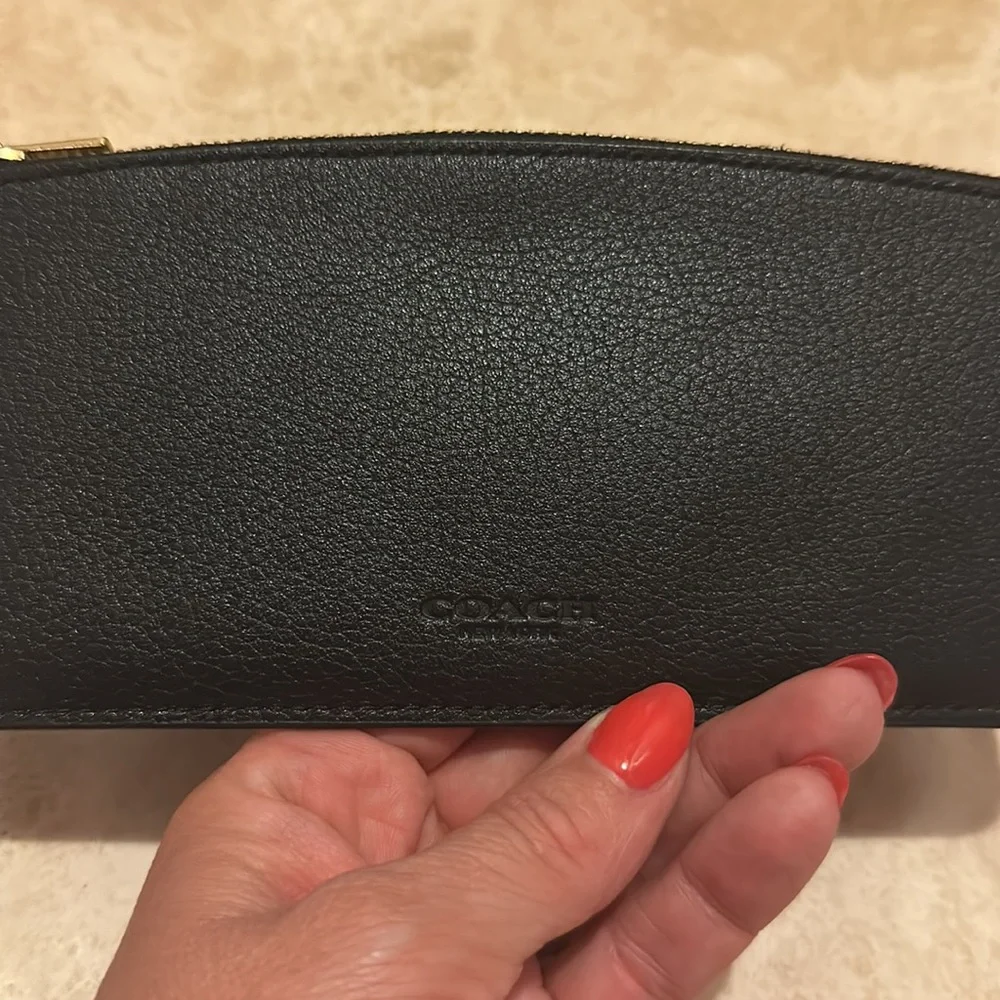Coach Pebbled Leather Black Crossbody Wristlet - Picture 7 of 14